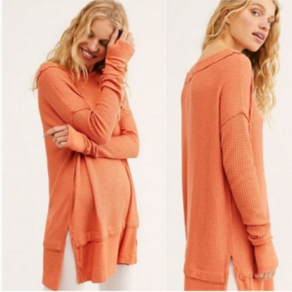 Free People North Shore Waffle Knit Thermal Top S